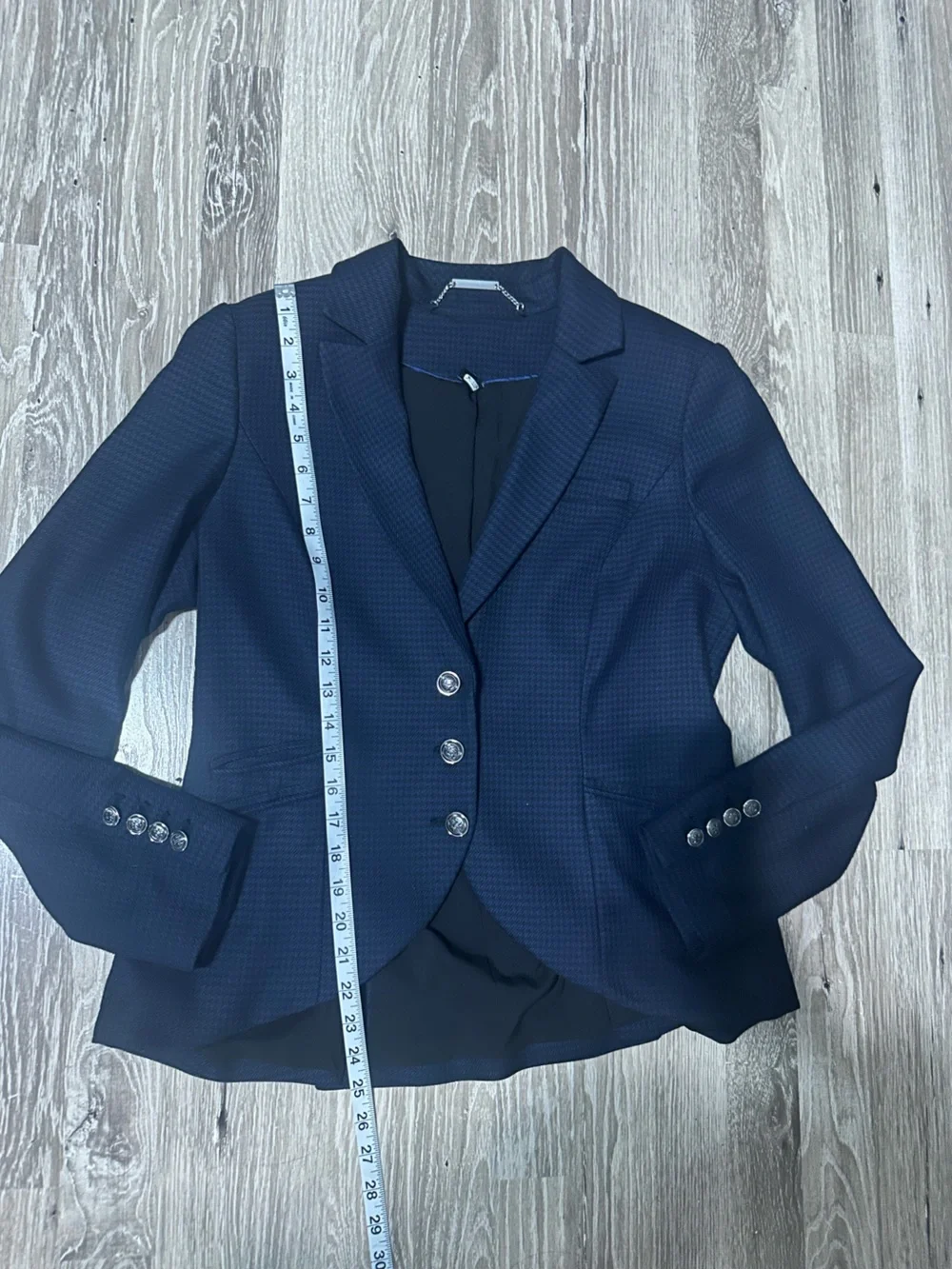 White House Black Market Navy and Black‎ Textured Jacket - Blue/Black Size 10